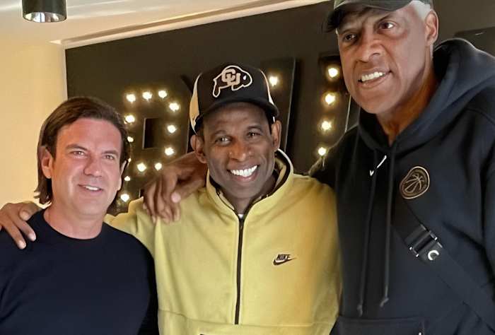 Deion Sanders with Dr. J and David Adelman